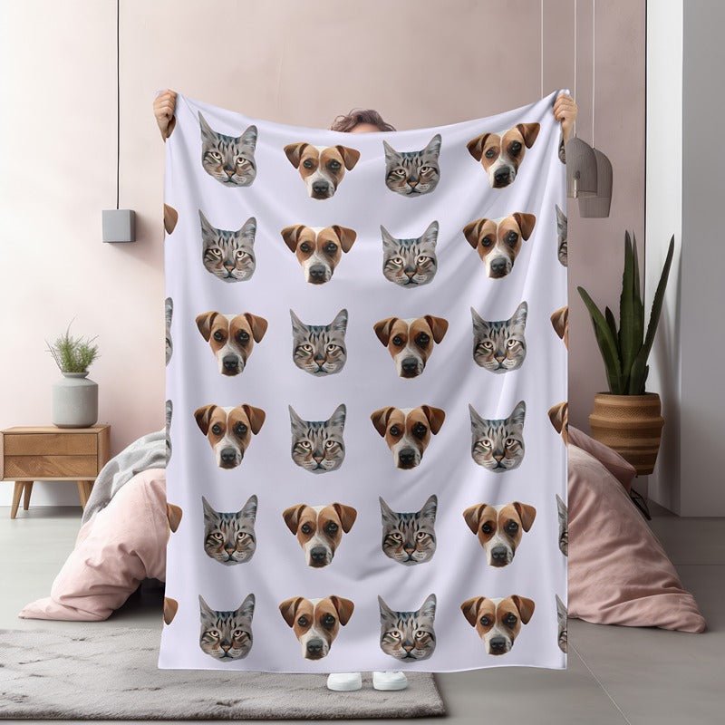 OPTIMIZE_BACKUP_PRODUCT_oft Fleece Blanket with Custom Pet Portrait, a perfect gift for pet owners, featuring a lifelike depiction of their furry friend.