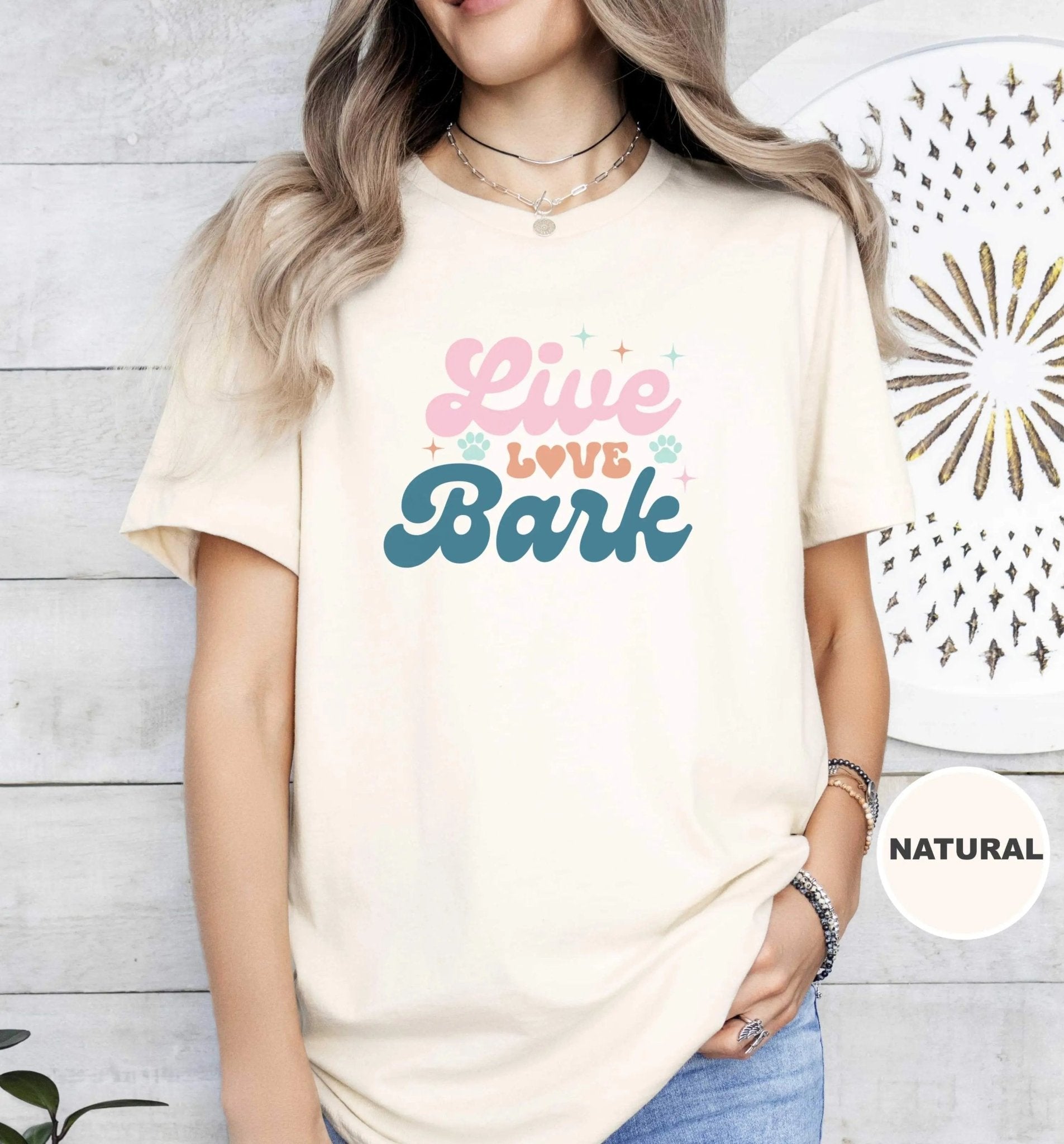 Live Love Bark Retro T - Shirt - PET SKETCH STUDIO