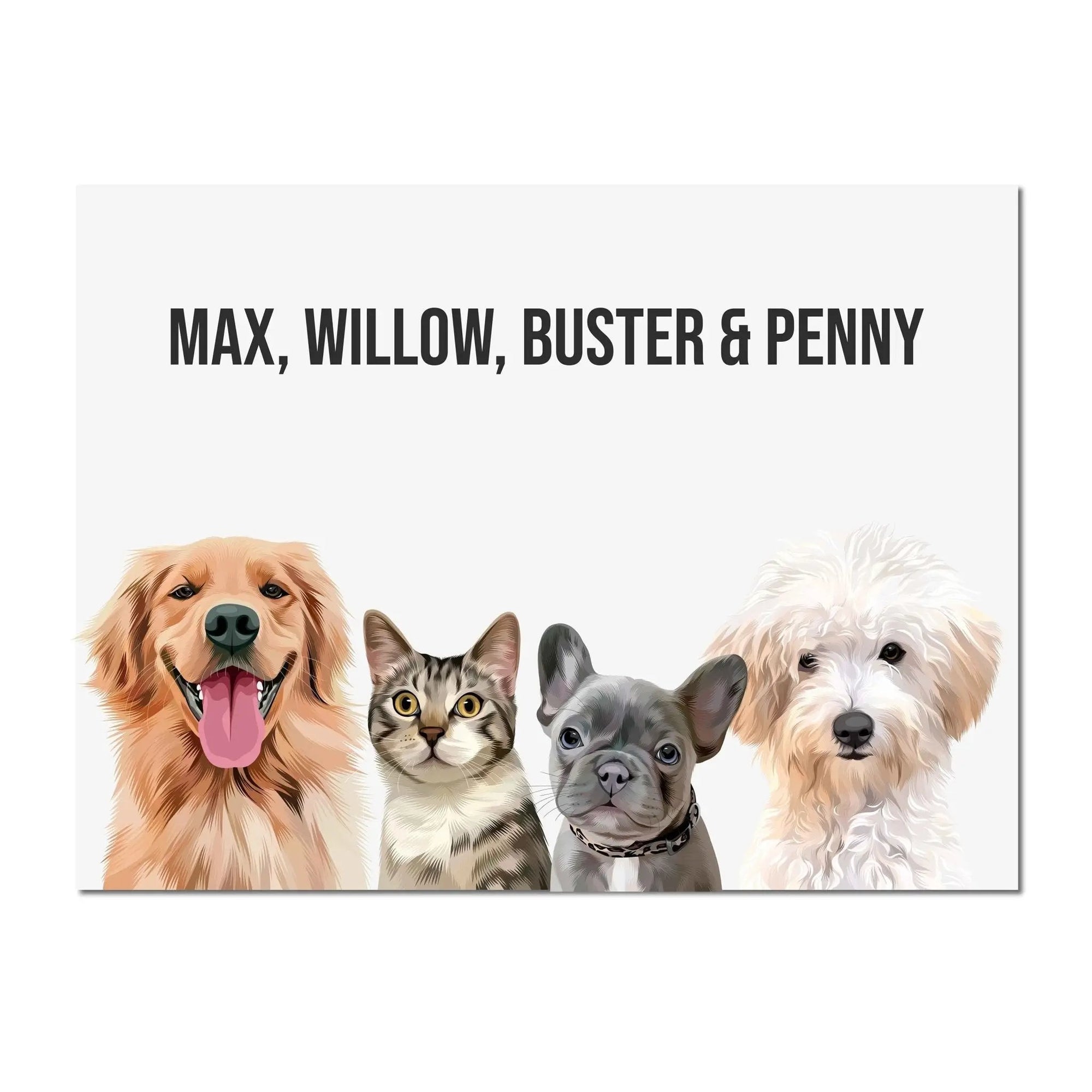 FOUR Pet Portrait (Unframed) - PET SKETCH STUDIO